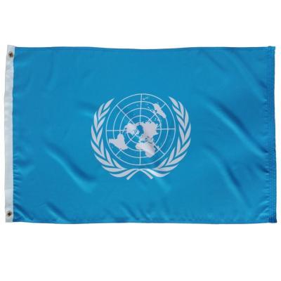 China United Nations Flag 2x3' Super Knitted Spun Polyester National Flag for sale