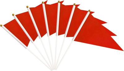 China Plastic Sticks Red Pennant Flags Mini Hand Held Solid Blank Flag Sports Club School for sale