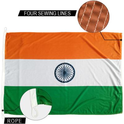 China Customized Indoor Outdoor 3x5' India National Flag Knitted Polyester Rope And Loops for sale