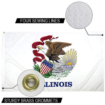 China State of Illinois Flag 3x5 ft Outdoor Heavy duty Dupont Nylon US Flags strong canvas heading and brass grommets for sale