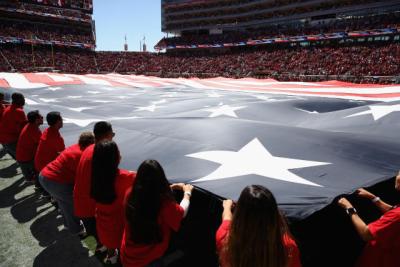 China Professional Screen Printed Custom Big Giant Flag Stadium Sport Event Advertising for sale