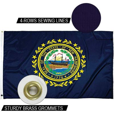 China Waterproof State Of New Hampshire Flag 3x5ft Strong Canvas Heading And Brass Grommets for sale