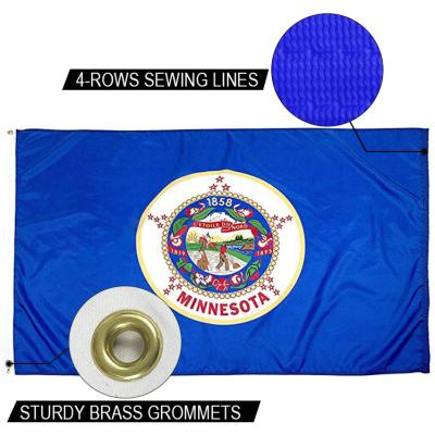 China Strong Canvas Heading And Brass Grommets Custom Flag State Of Minnesota Flag 3x5 Ft for sale