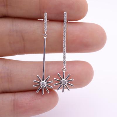 China Casual / Sporty SayYes Jewelry 925 Sterling Silver Zircon Sun Northern Star Hanging Drop Earrings Silver Plated For Women for sale