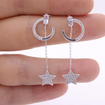 China Casual / Sporty SayYes Jewelry 925 Sterling Silver Zircon Star Hanging Drop Earrings Silver Plated For Women for sale