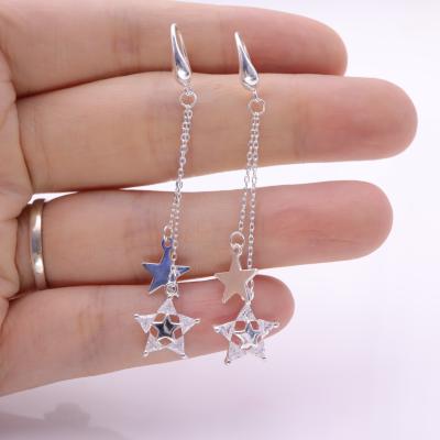 China Casual / Sporty SayYes Jewelry 925 Sterling Silver Zircon Star Hanging Drop Earrings Silver Plated For Women for sale