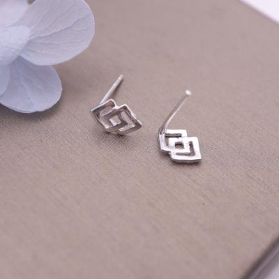 China Casual / Sporty SayYes 925 Sterling Silver Jewelry Double Square Stud Earrings For Women for sale