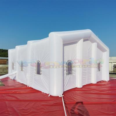 China PVC Coated Nylon / 0.4mm PVC Tarpaulin Outdoor Portable Blow Up Marquee For Events LED Lighting White Inflatable Party Tent for sale