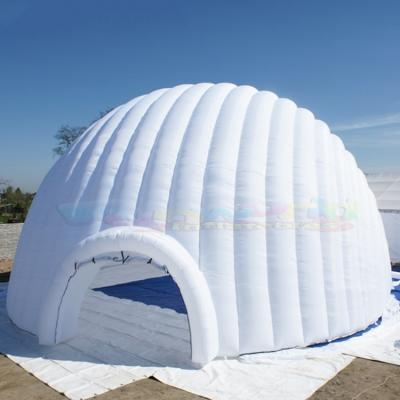 China PVC coated commercial grade nylon/0.4mm snow pvc tarpaulin inflatable white inflatable dome tent cheap marquee carpa igloo for sale for sale