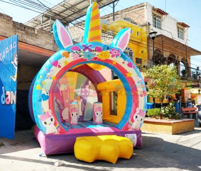 China Outdoor entertainment hot selling kids bounce house with blower castillo inflable unicorn inflatable bouncer for sale