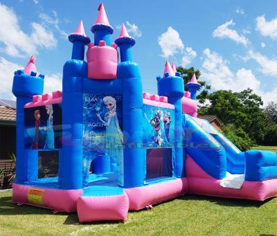 China Outdoor Pink Inflatable Multijuegos Hinchable Castillo Bouncer Jumpers Party Entertainment Frozen Bounce House With Slide for sale