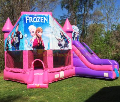 China New Design Pink Kids Outdoor Entertainment Jumping Bouncer Princess Bounce House Inflatable Frozen Bouncy Castle With Slide for sale