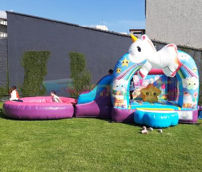 China Outdoor Inflatable Unicorn Castillos Hinchables Bounce Pool House Kids Entertainment Bouncy Castle Commercial Combo for sale