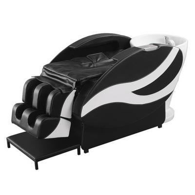 China Diant Hot Sale Folding Salon Shampoo Awesome Durable Material White Diant Massager Bowl And Black Chair With Electric Adjustable Recliner Leg for sale