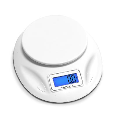 China Weight Measuring Maid Price Kitchen Scale 3kg Round Kitchen Food Electronic Digital Balance Cusine for sale