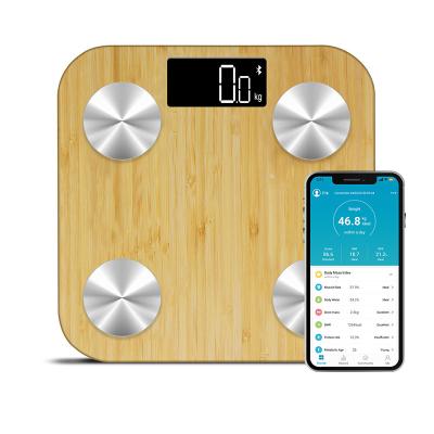 China Hot Selling Aifit Digital Tare BMI Scale Bamboo Body Scale Electronic Smart Weighing Scale for sale