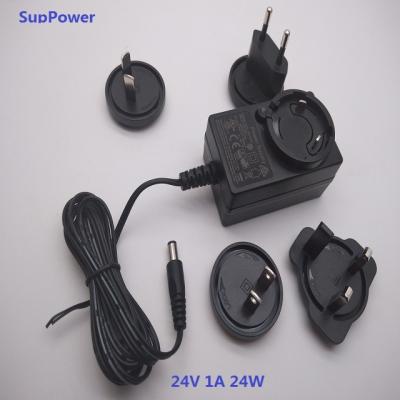 China EU AU UK US AC PLUG POWER ADAPTER WALL MOUNT 24V 1.5A INTERCHANGEABLE A241 for sale