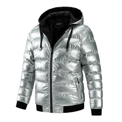 China Waterproof Mens Winter Coat Reflective Fabric Quilted Jacket Outdoor Wear Anorak Hoodie for sale