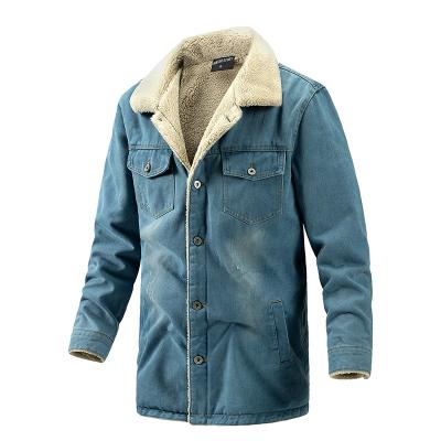 China Breathable Men's Denim Jackets Striping Long Jacket Woolen Daily High Quality Men's Work Wear Warm Ditch Coat for sale