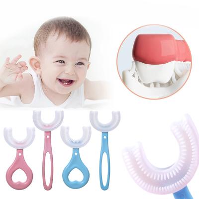 China Adult Nylon Toothbrush Baby Toothbrush Children 360 Degree Oral Care Child Toothbrush Baby Teethers Silicone U-shaped Brush Kids Teeth for sale