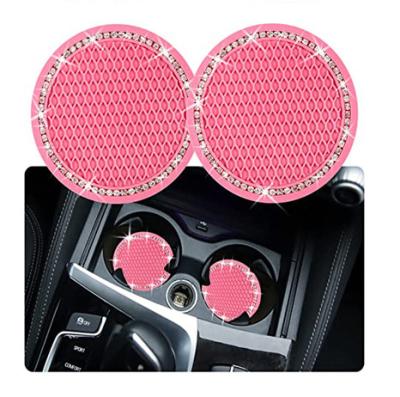 China Amazon Bling Car Coasters PVC Pink Travel Cup Holder Insert Luxury Hot Selling Entryway Auto Coaster for Women and Girl for sale