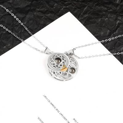 China Couples CLASSIC Necklace Sun and Moon Projection Necklace Magnet Matching Necklace I love you for him and her for sale