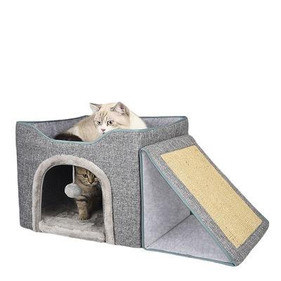 China Winter Viable Combination Double-Layer Cat Litter Spot Pet House Sisal Cat Scratcher Place Universal Four Season Cat House for sale