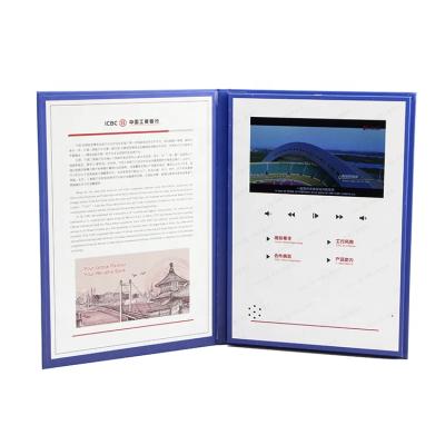 China Business Gift Hardcover Book Paper Greeting Card Visual 7 Inch LCD Screen Button Promotion Gift Marketing Brochure for sale