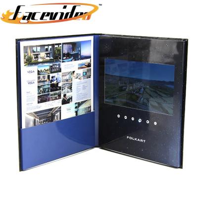 China Hardcover A4 Design 10.1 Inch HD LCD Display Paper Video Card Advertising Video Brochure With Pocket for sale