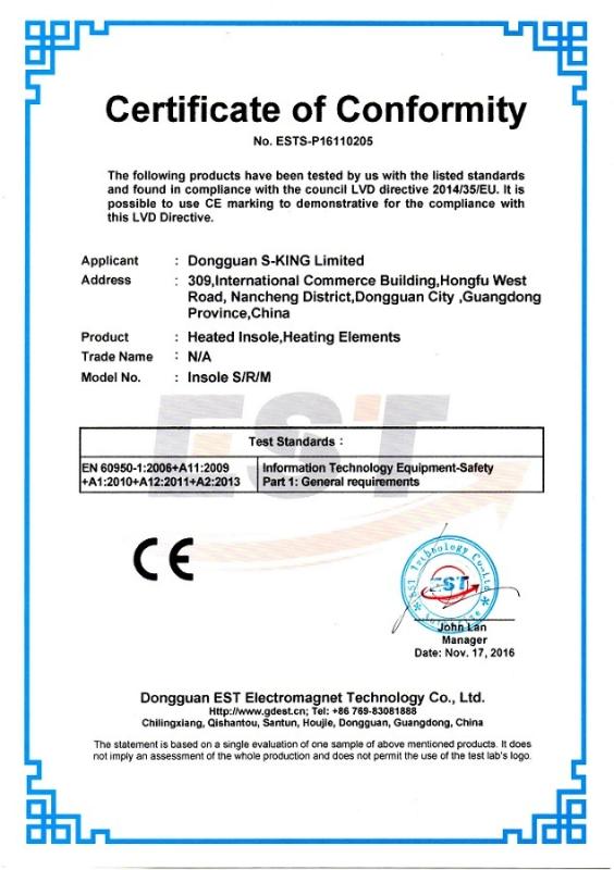 CE - Dongguan S-King Insoles Limited