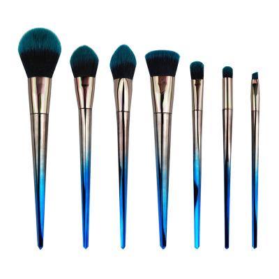 China Angular blush high quality vegan 7pcs handle design new luxury custom logo makeup tool electroplating brush set factory direct wholesale for sale