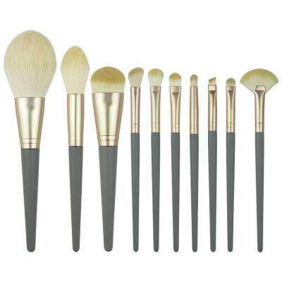 China Angular Blush Custom Logo 10Pcs Makeup Brush Set maquillaje brochas Vegan Synthetic Hair Make Up Cosmetics Tools Makeup Brush Kit for sale