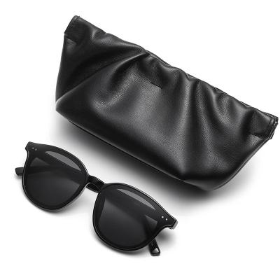 China 2021 Eco Friendly Fashion Custom Soft Case Packing Leather Pouch Sunglasses for sale