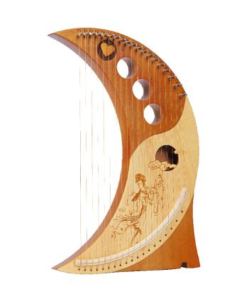 China Wholesale Custom Solid Mahogany Wood Veneer 19 String Lyre Moon Type Lyre For Beginner for sale