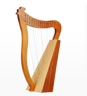 China Factory wholesale high quality mahogany musical instrument 15 strings solid lyre mahogany harp with accessories for sale