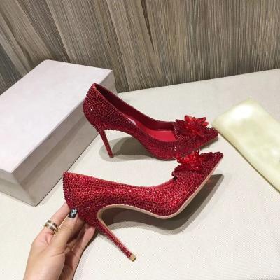 China Wholesale Light Luxury Point End Ladies Designer Shoes Women Sandal Metal Buckle Heels Elegant Designer Wedding High Heel Shoes for sale