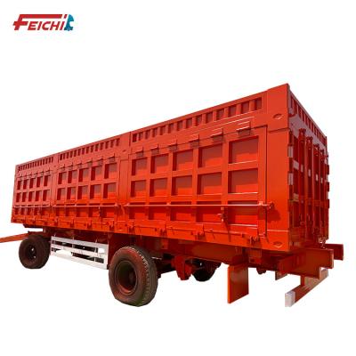 China Other Trailers China Manufacture 3 Axle Fence Semi Trailer Cargo Fence Full Trailer Drawbar Trailer With Side Wall for sale