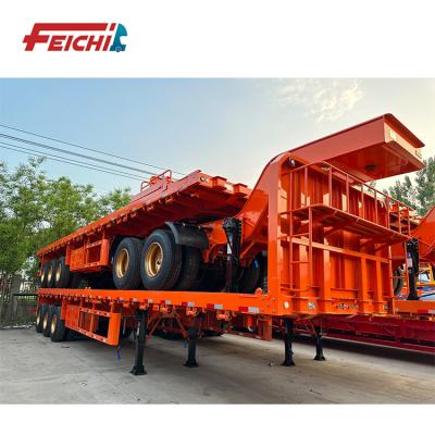 China Other China Manufacturer 2 3 axle trailers 30ft 45ft 53ft container semi trailer hauling flat bed semi trailer with dolly for sale for sale