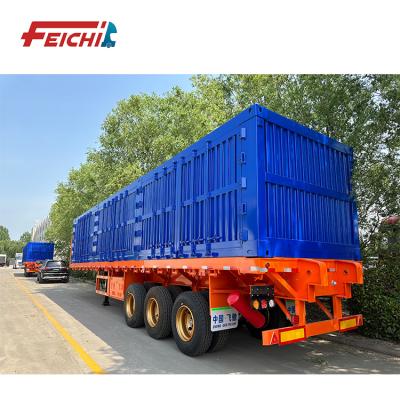 China Other dry trailers china manufacturer 3 axle flatbed van trailer 60 ton van box trailer dry truck cargo flatbed trailer use in mongolia for sale