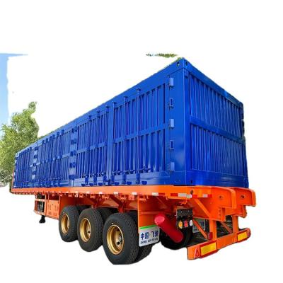 China Other FEICHI brand 3 axle van box flat bed trailer cargo truck trailers flatbed semi trailers trailer use in Mongolia for sale