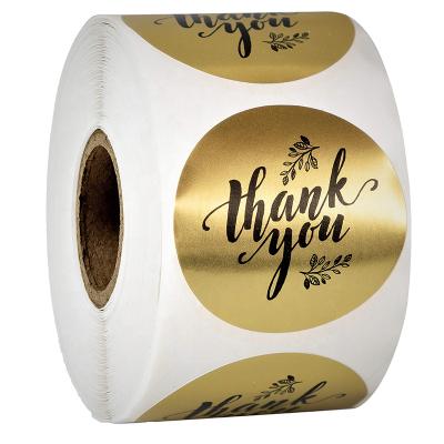 China Waterproof Custom Printing Round Thank You Sticker Clear Gold Foil Transparent Logo Label Stickers Waterproof Roll Labels for sale