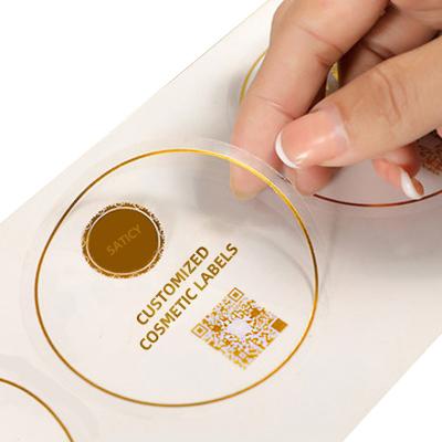 China Waterproof Waterproof Vinyl PVC Custom Gold Foil Clear Transparent Print Round Logo Sticker Label for sale