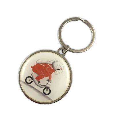 China Souvenir/key chain factory supplier cheap metal sticker epoxy key chain promotion gift for sale