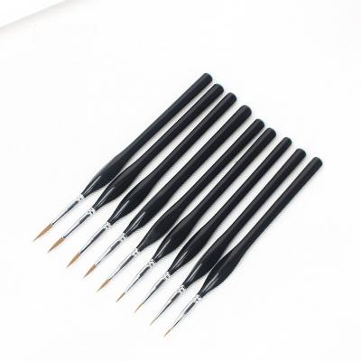 China Detail Drawing 9 Pieces of Wolf Hair Fine Point Hook Line Brush Holder Triangle for Oil Watercolor Acrylic Detail Drawing for sale