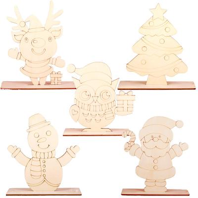 China Other New Children's Embryo DIY Wooden Panel Paint White Wooden Charm Insert Santa Desktop Decoration for sale