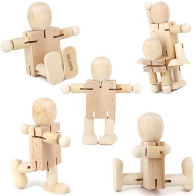 China Kindergarten Wooden Children's Tree Oxford Adjustable Rotating Dolls Puzzle DIY Wooden Handmade Graffiti Toy Gift for sale