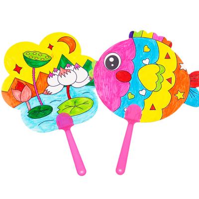 China Children's paint graffiti hand-painted empty fan palace fan parent-child DIY puzzle coloring handmade material for sale