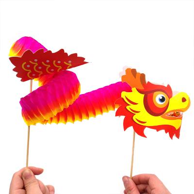 China Christmas Paper Wooden Educational Toy Chinese Art Dragon Kids DIY Colorful Craft Gift Kits for sale