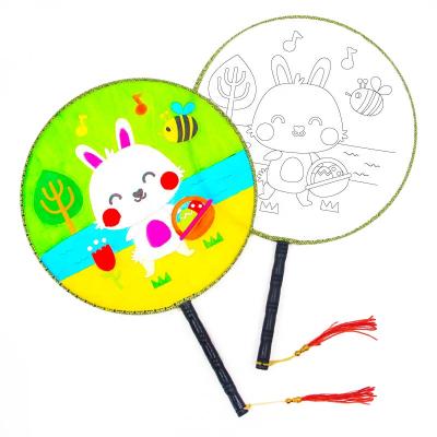 China Wholesale China Round Fan Children's DIY Promotional White Hand Painted Fan Logo Hand Fans Drawings for sale