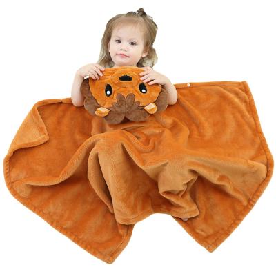 China Anti-Static Fleece Hooded Animal Winter Towel Solid Color Flannel Blanket Baby Warm Baby Wrap Covering for sale